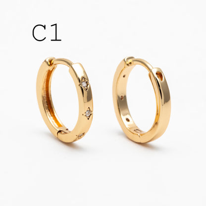 4pcs Minimalist Hoop Earrings, Gold/ Rhodium plated Huggie Earrings, Circle Earring (GB-2815)