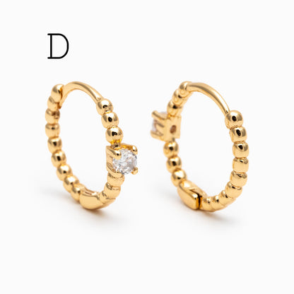 4pcs Minimalist Hoop Earrings, Gold/ Rhodium plated Huggie Earrings, Circle Earring (GB-2815)