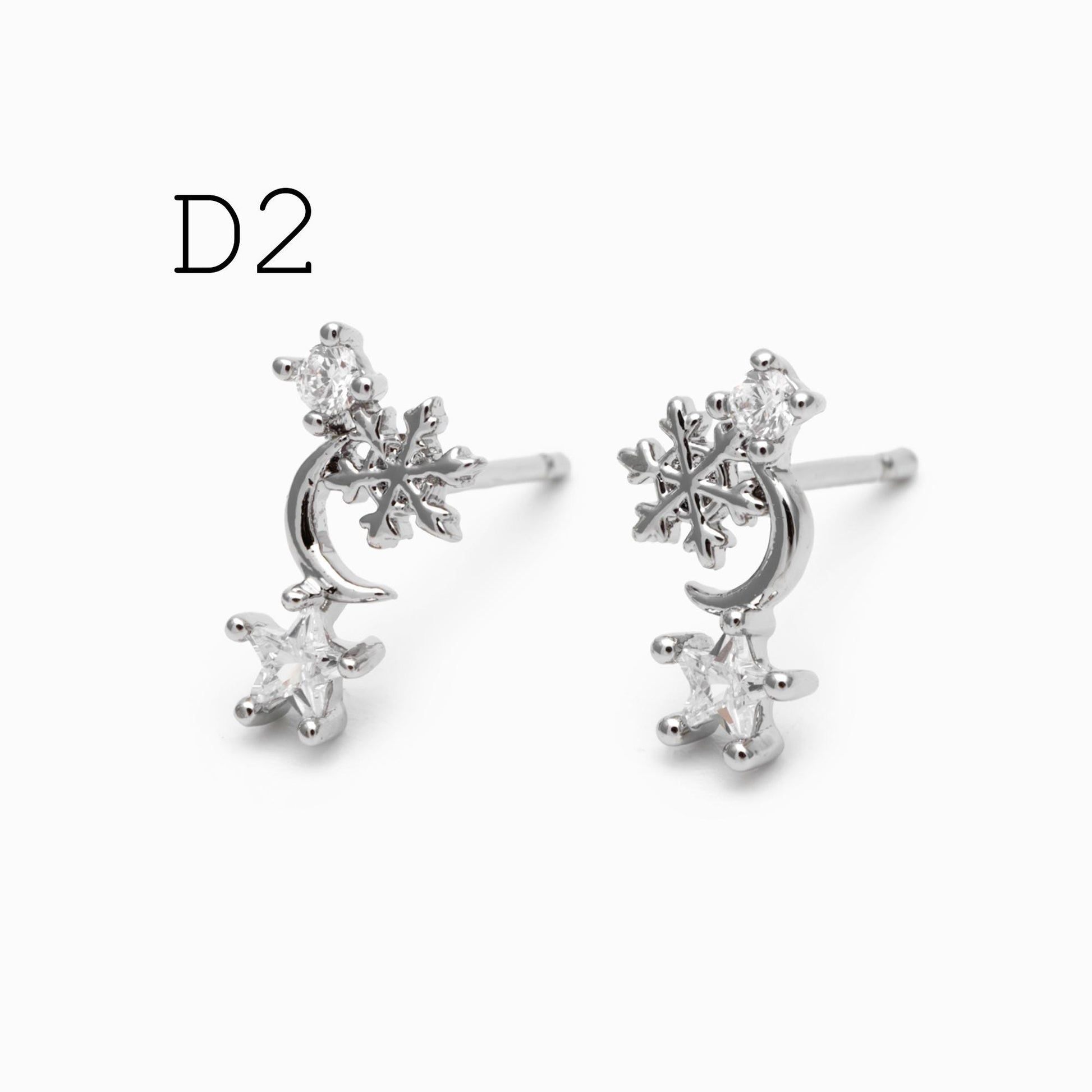 10pcs Gold/ Rhodium plated Brass Christmas Stud Earrings (GB-139)