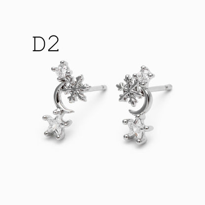 10pcs Gold/ Rhodium plated Brass Christmas Stud Earrings (GB-139)