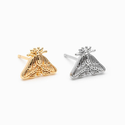 10pcs Gold / Silver Moth Earrings, Dianty Moth Earring Studs, Jewelry Supplies (GB-4686)