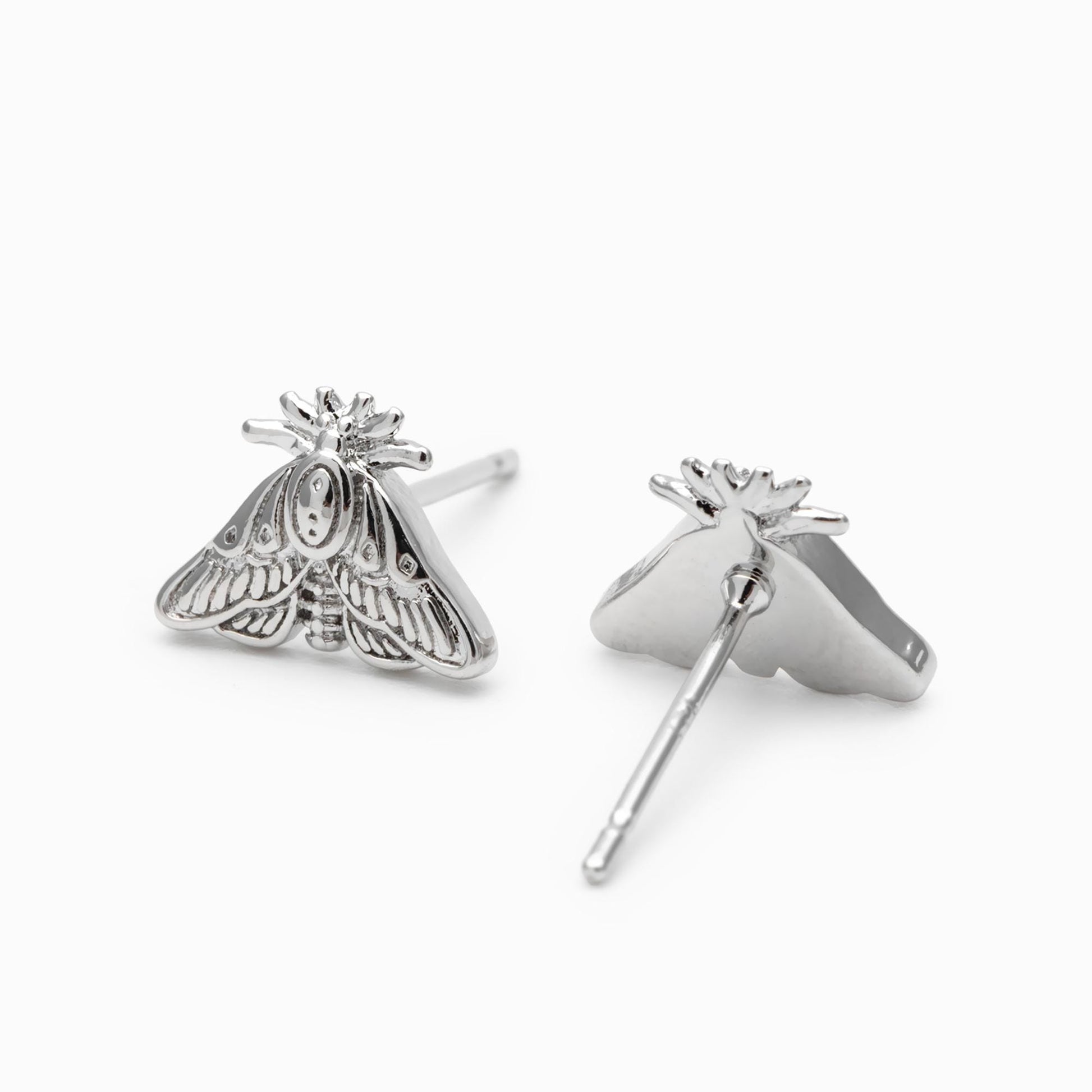 10pcs Gold / Silver Moth Earrings, Dianty Moth Earring Studs, Jewelry Supplies (GB-4686)