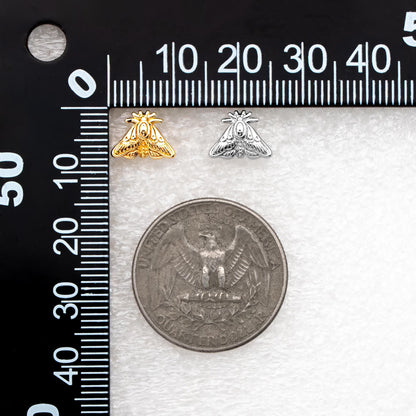 10pcs Gold / Silver Moth Earrings, Dianty Moth Earring Studs, Jewelry Supplies (GB-4686)