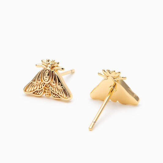 10pcs Gold / Silver Moth Earrings, Dianty Moth Earring Studs, Jewelry Supplies (GB-4686)