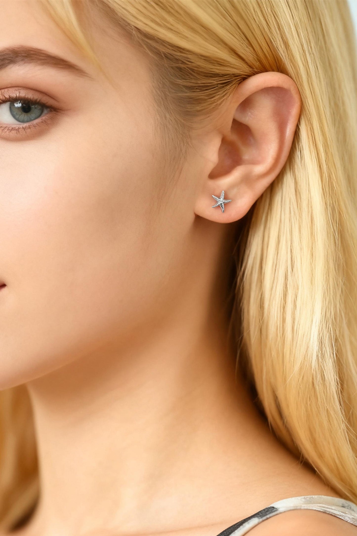 10pcs Gold/ Silver Starfish Ear Post, Real Gold/ Rhodium Plated Brass Star Stud Earrings (#GB-4662)