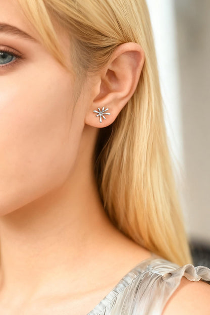 10pcs Gold/ Silver Tone Fireworks Earrings, Gold/ Rhodium Plated Brass, Flower Stud Earrings (GB-4671)