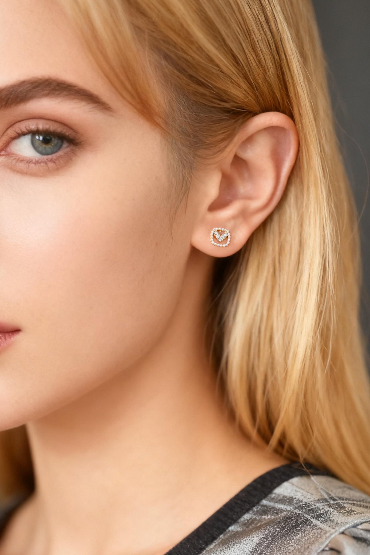 4pcs Gold/ Silver Faux Pearl Earrings, 18K Real Gold/ Rhodium Plated Brass, Dainty Stud Earring (#GB-4682)