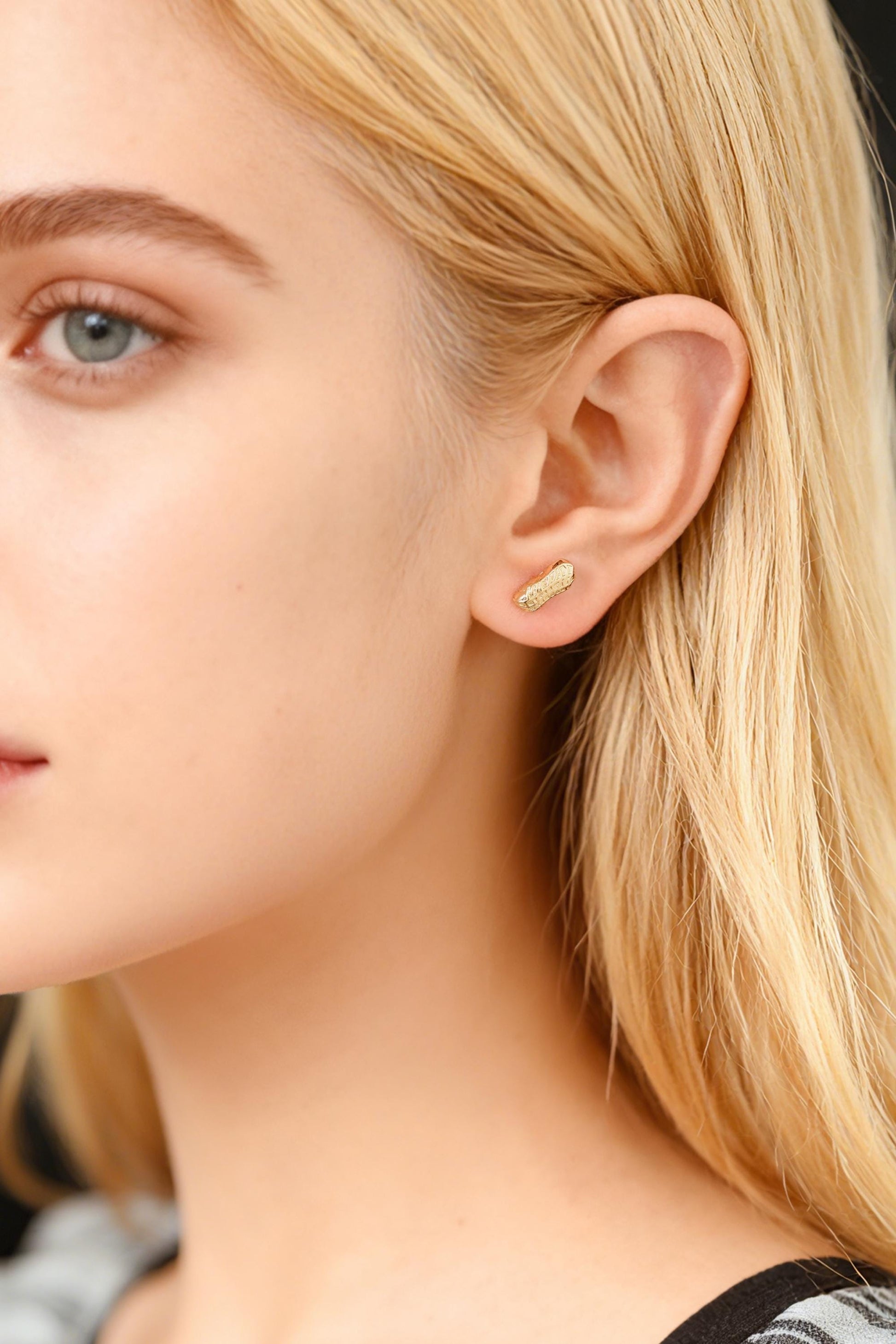 10pcs Gold/ Silver Nut Charms Earrings, 18K Real Gold/ Rhodium Plated Brass, Dainty Stud Earring (#GB-4685)