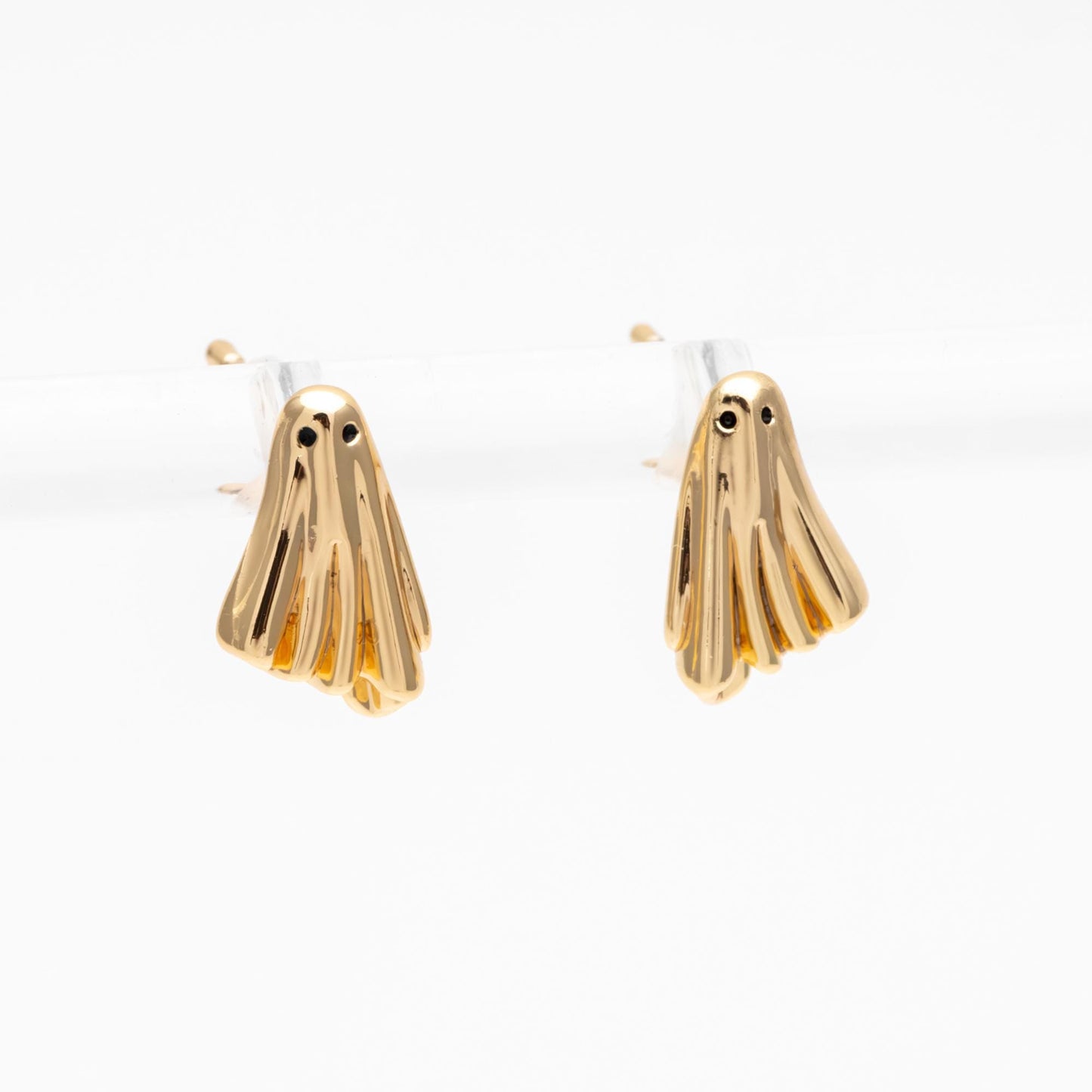 10pcs Gold Ghost Stud Earrings 11x7mm, Gold Plated Brass Minimalist Earrings (GB-4694)