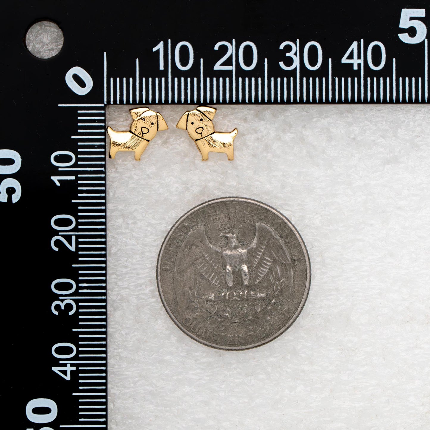 10pcs Gold Brushed Dog Earrings, Gold Plated Brass, Cute Animal Stud Earrings (GB-4595)