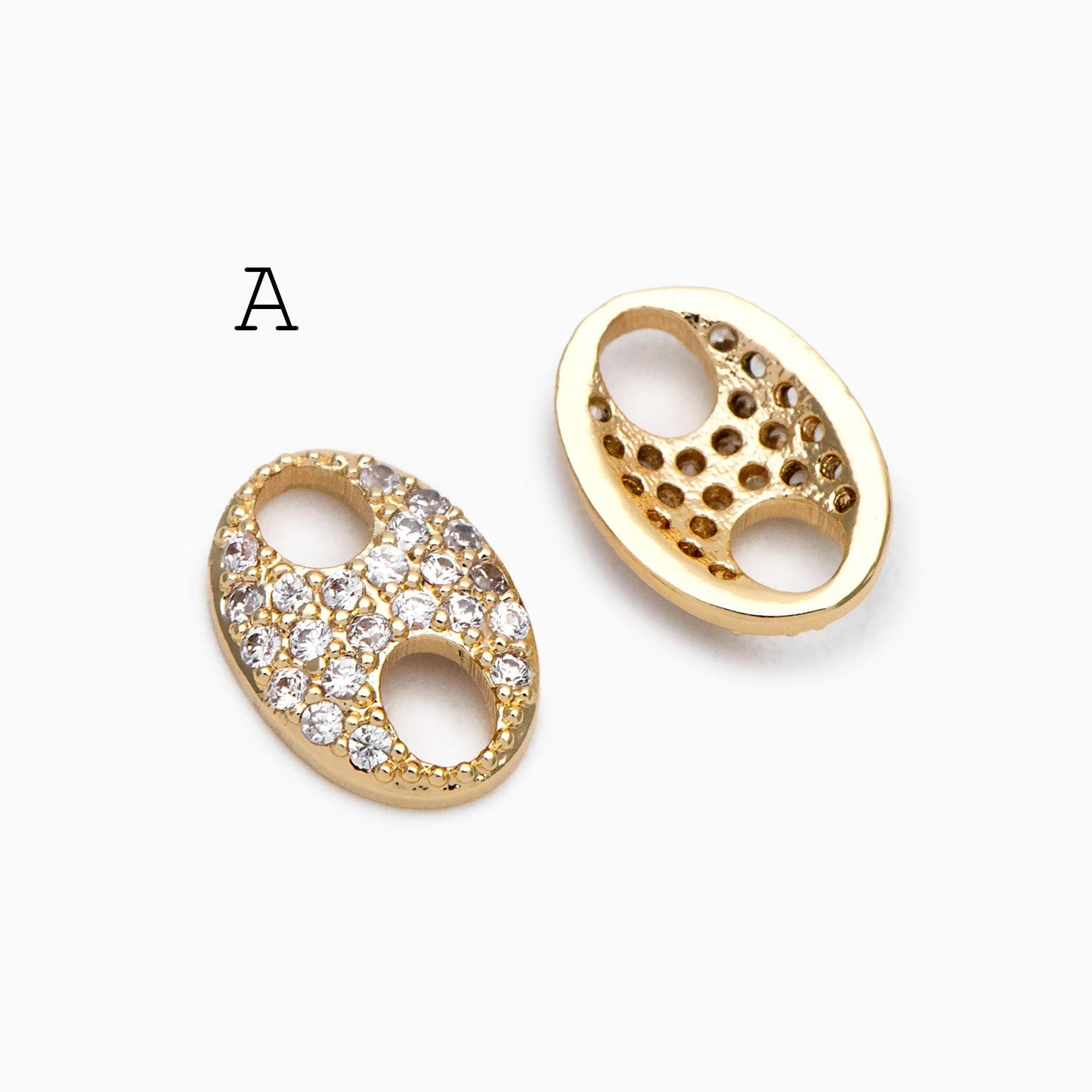 4pcs Gold Puff Mariner Link Charms, Zipper Charms, Soda Tab Charms, Earring Findings, Jewelry Supplies (GB-2132)