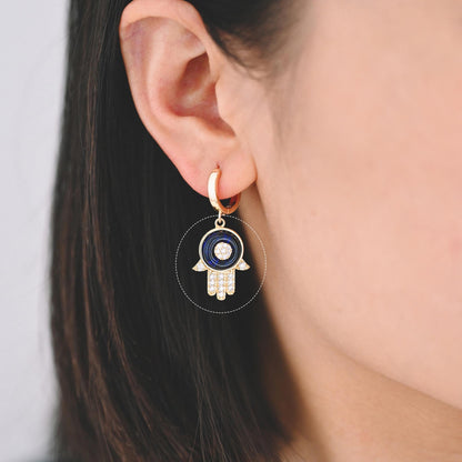 4pcs CZ Pave Gold Hamsa Hand Charm, Evil Eye Earring Charm, Jewelry Making, Diy Material, Jewelry Supplies (GB-3923)