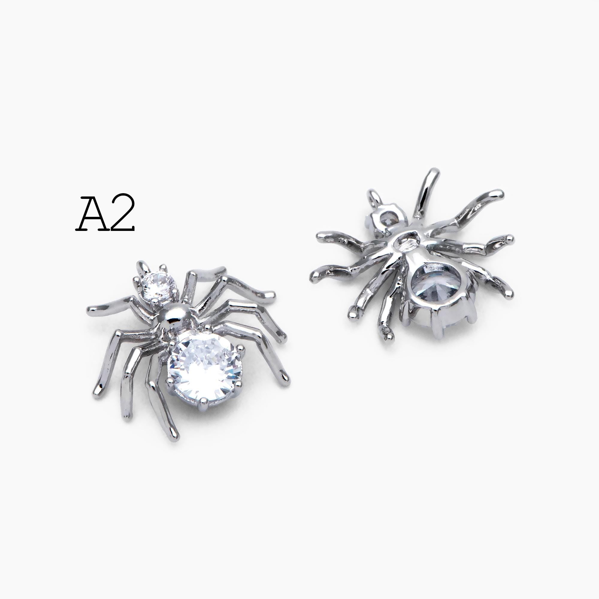 4pcs Spider Pendant Charm for Earrings and Necklaces - Arachnid Jewelry Making (GB-672)