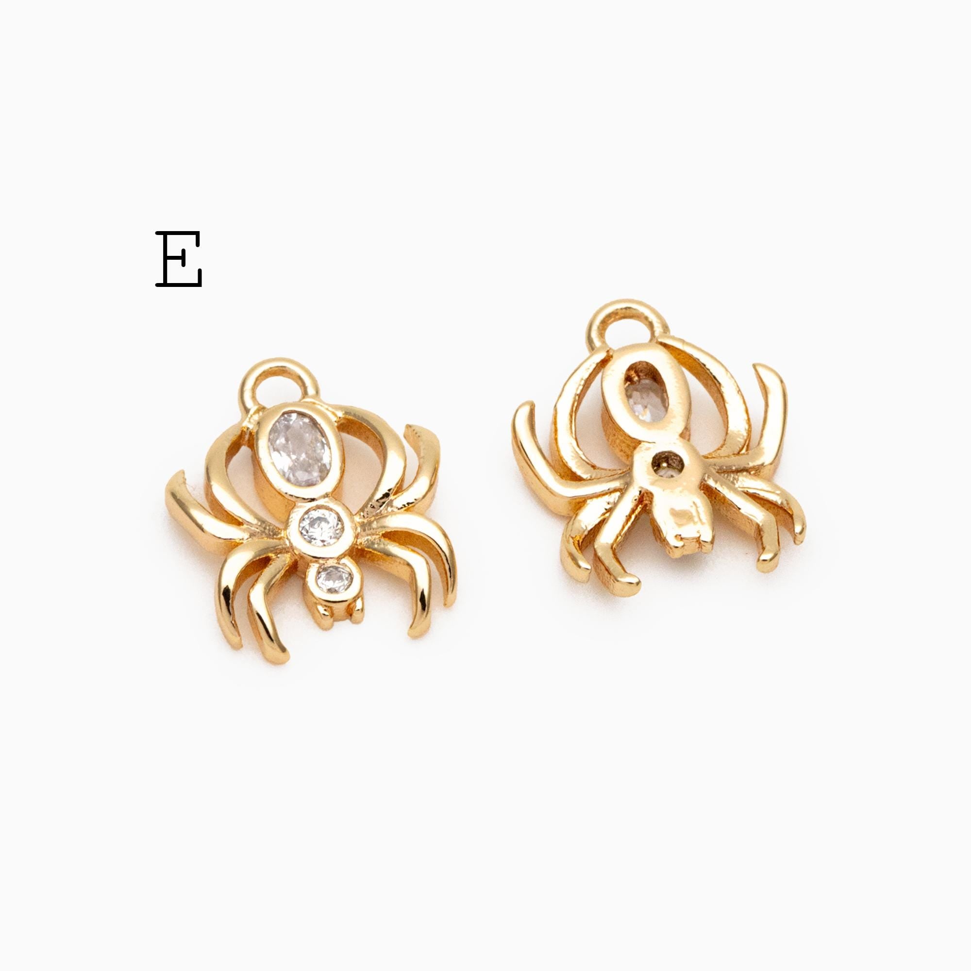 4pcs Spider Pendant Charm for Earrings and Necklaces - Arachnid Jewelry Making (GB-672)