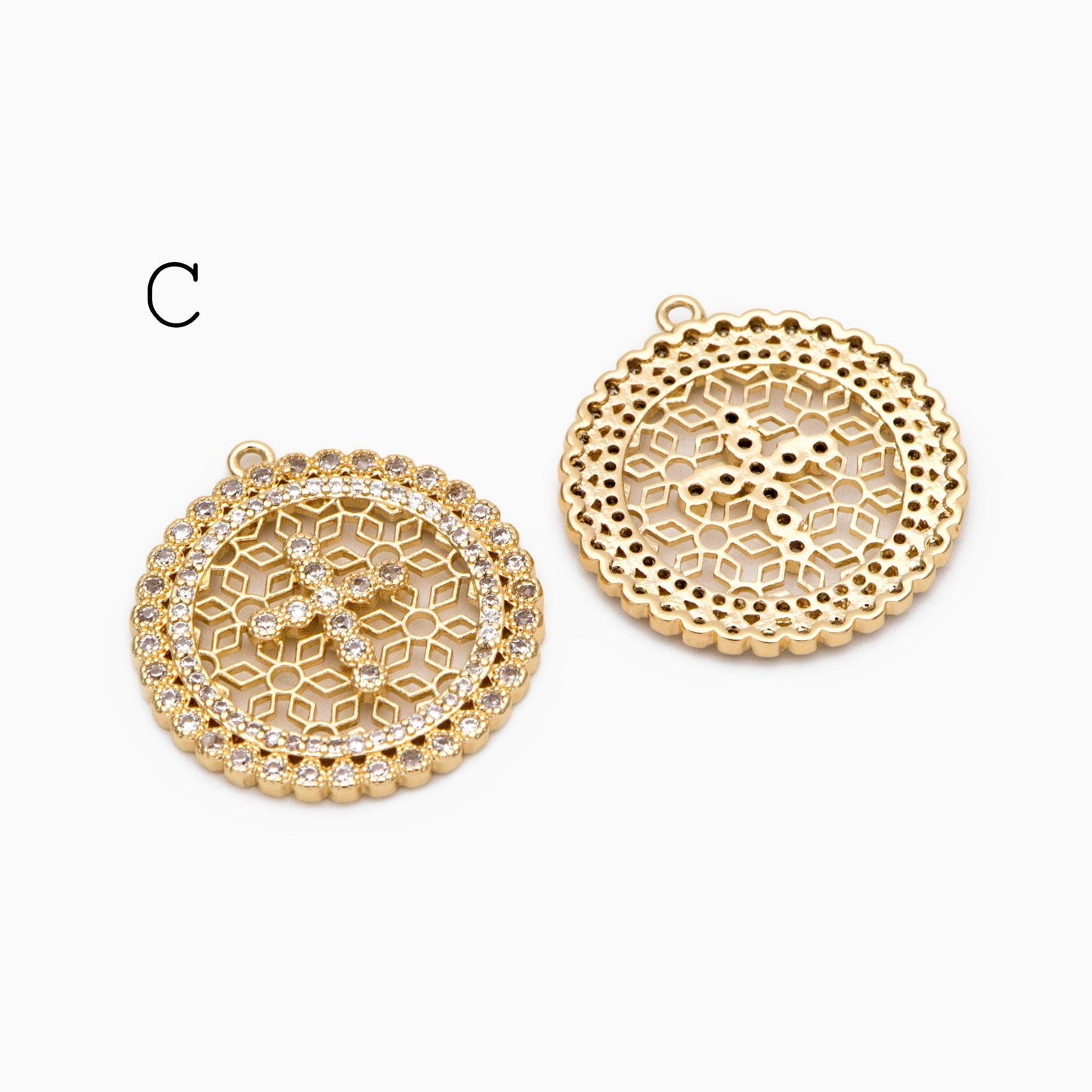 4pcs CZ pave Gold Cross Pendant, Christian Cross Pendant, Snake Charms, Ankh, Jewelry Supplies (GB-2288)