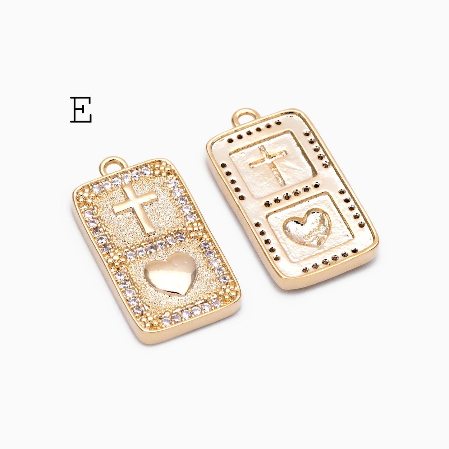 4pcs CZ pave Gold Cross Pendant, Christian Cross Pendant, Snake Charms, Ankh, Jewelry Supplies (GB-2288)