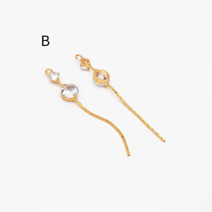 4pcs Gold/ Silver Chain Tassel Charms, CZ Pave Taseel, 18K Gold/ Rhodium plated Chain Pendants (GB-1234)