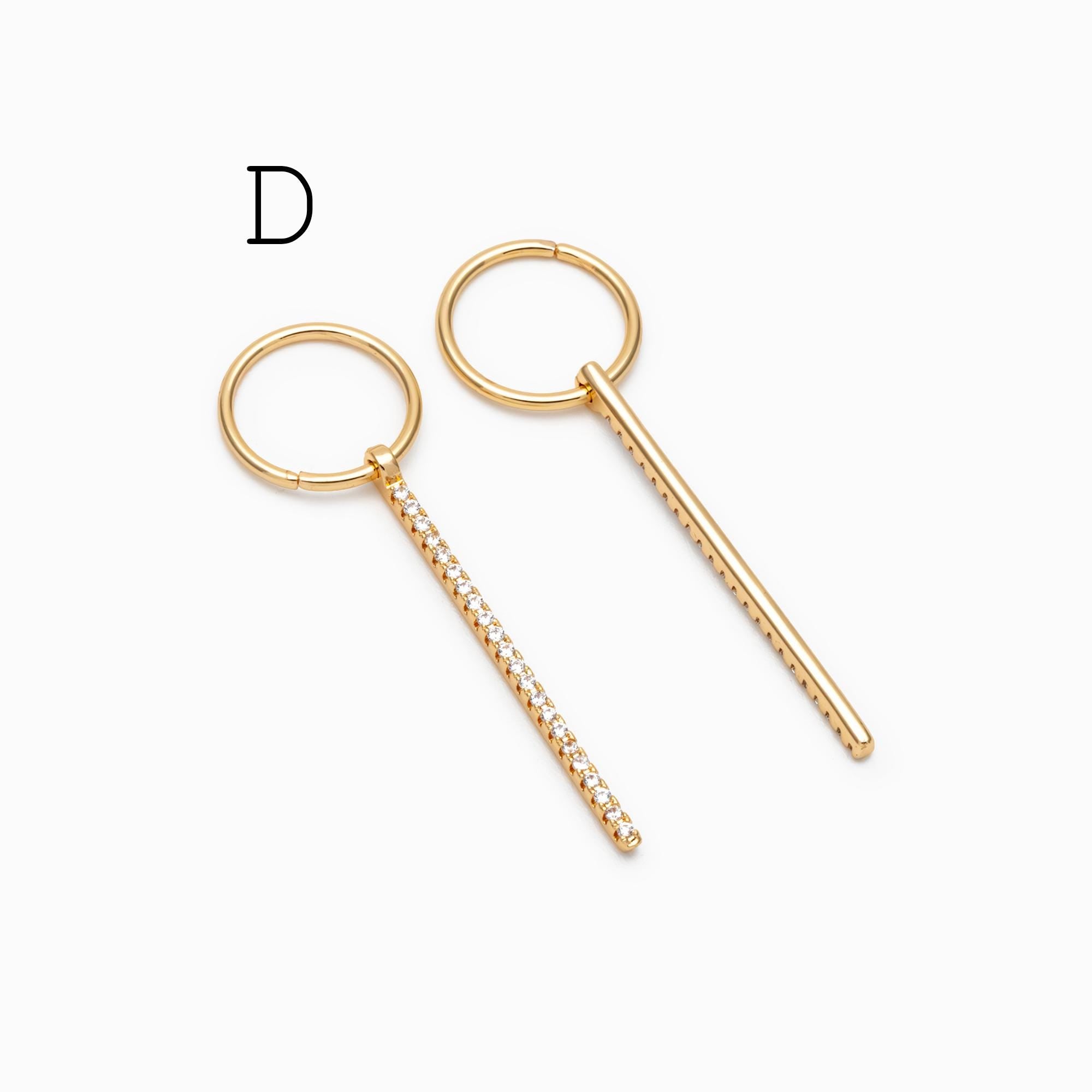 4pcs Gold/ Silver Chain Tassel Charms, CZ Pave Taseel, 18K Gold/ Rhodium plated Chain Pendants (GB-1234)