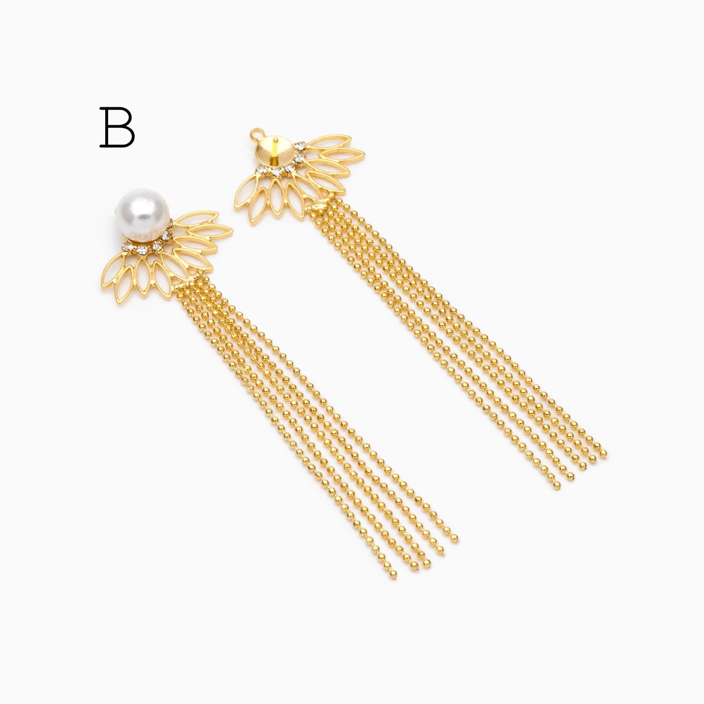 4pcs Chain Tassel Charms, Gold plated Brass, Tassel Earring Components (GB-1277)