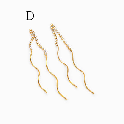 4pcs Chain Tassel Charms, Gold plated Brass, Tassel Earring Components (GB-1277)