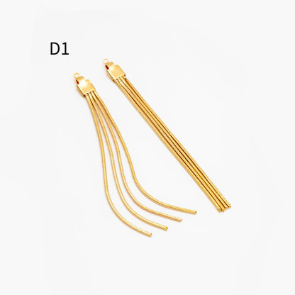 4pcs Chain Tassel Charms, Gold/ Rhodium plated Brass, Tassel Earring Components (GB-3523)