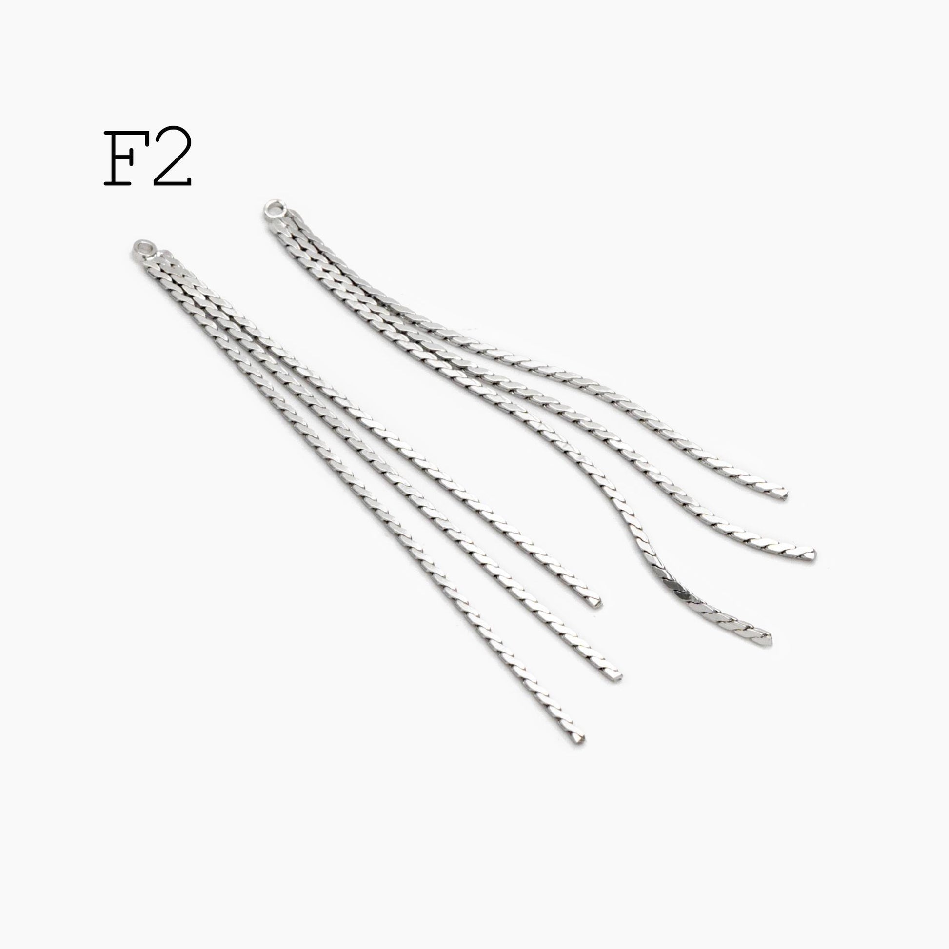 4pcs Chain Tassel Charms, Gold/ Rhodium plated Brass, Tassel Earring Components (GB-3523)