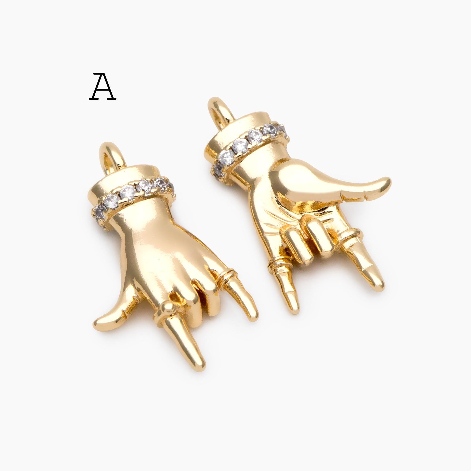 4pcs Gold/ Silver Hand Charms, Gold/ Rhodium plated Brass, DIY Jewelry Making Supplies (GB-4156)