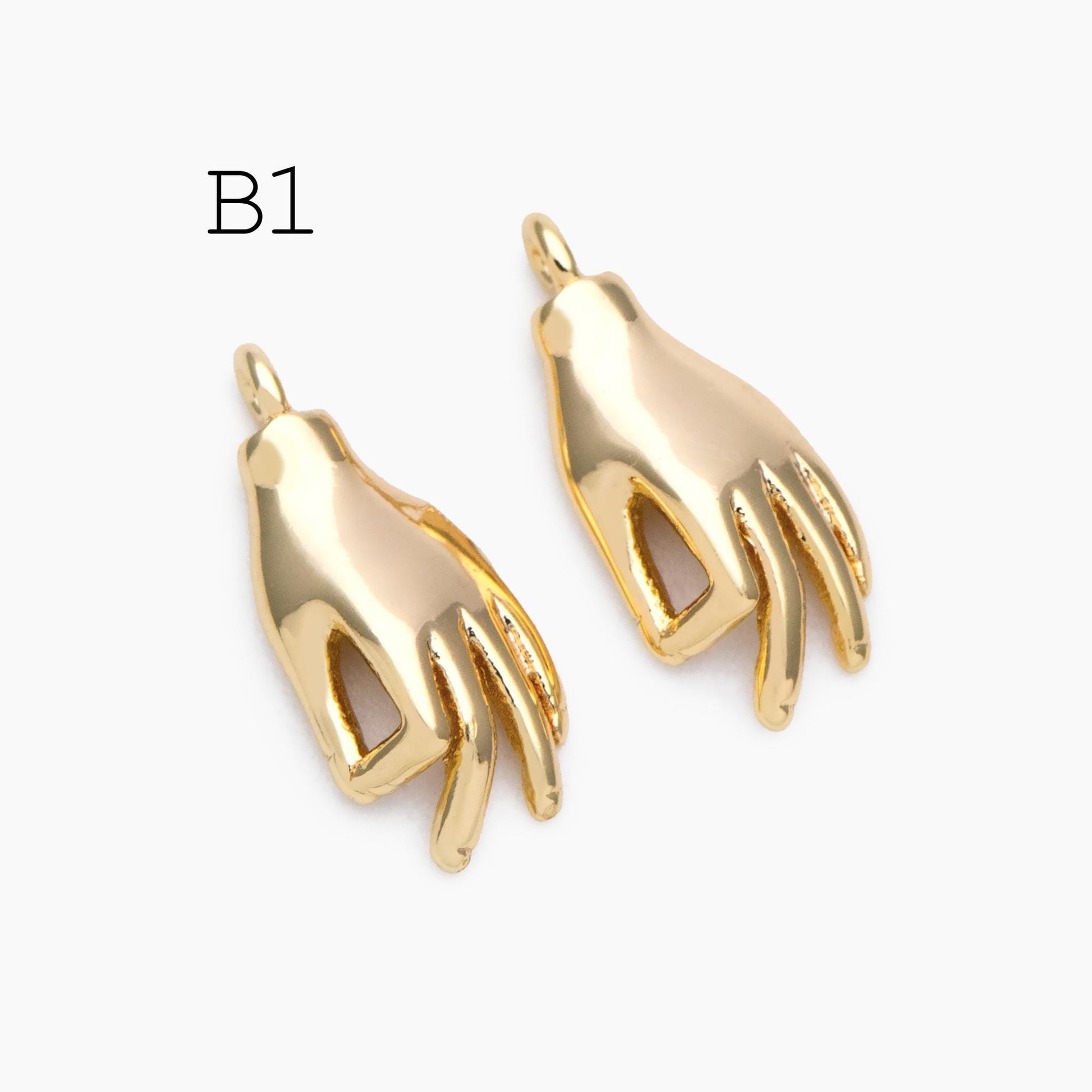 4pcs Gold/ Silver Hand Charms, Gold/ Rhodium plated Brass, DIY Jewelry Making Supplies (GB-4156)