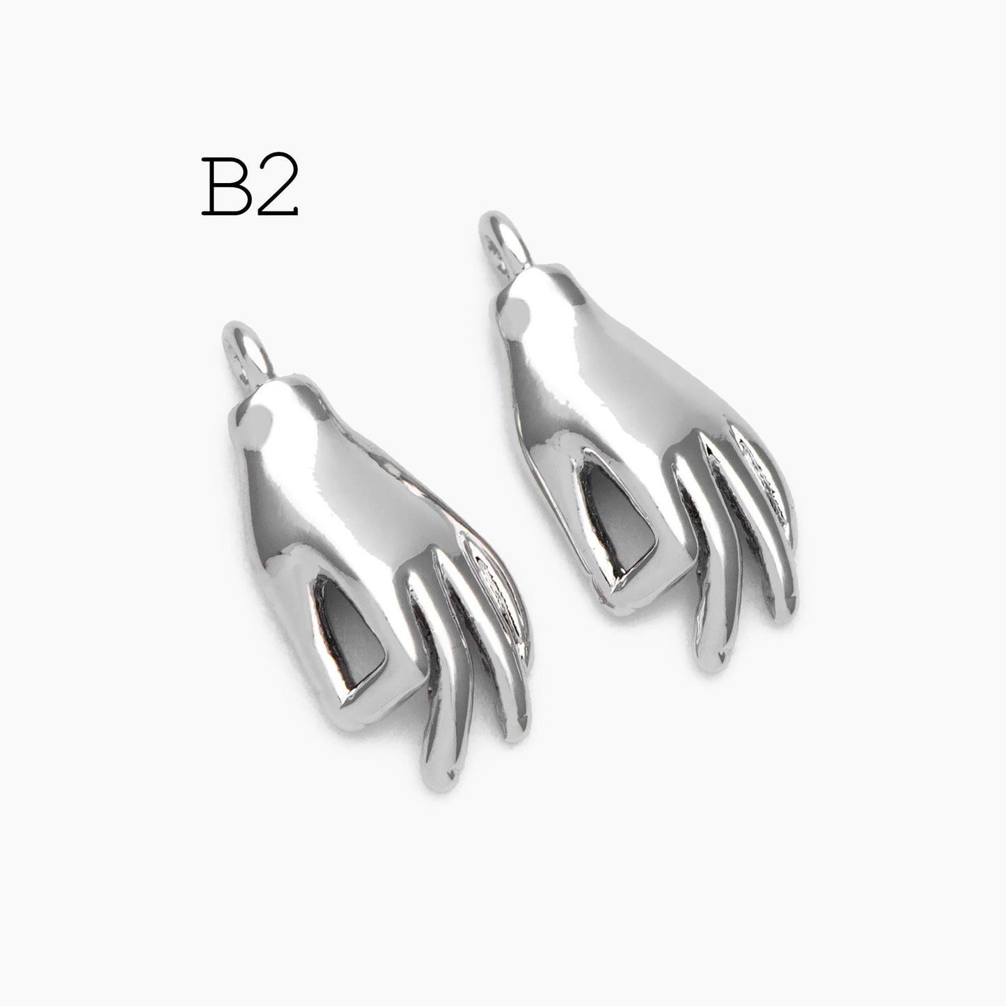 4pcs Gold/ Silver Hand Charms, Gold/ Rhodium plated Brass, DIY Jewelry Making Supplies (GB-4156)