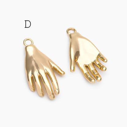 4pcs Gold/ Silver Hand Charms, Gold/ Rhodium plated Brass, DIY Jewelry Making Supplies (GB-4156)