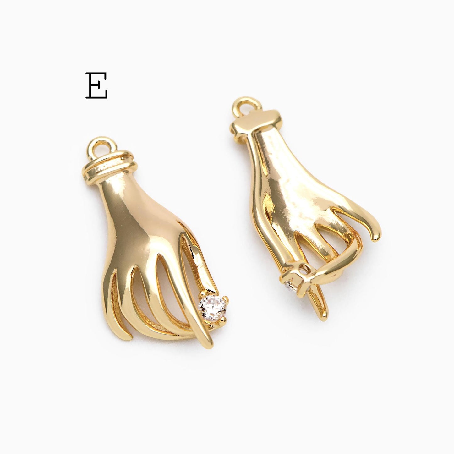 4pcs Gold/ Silver Hand Charms, Gold/ Rhodium plated Brass, DIY Jewelry Making Supplies (GB-4156)
