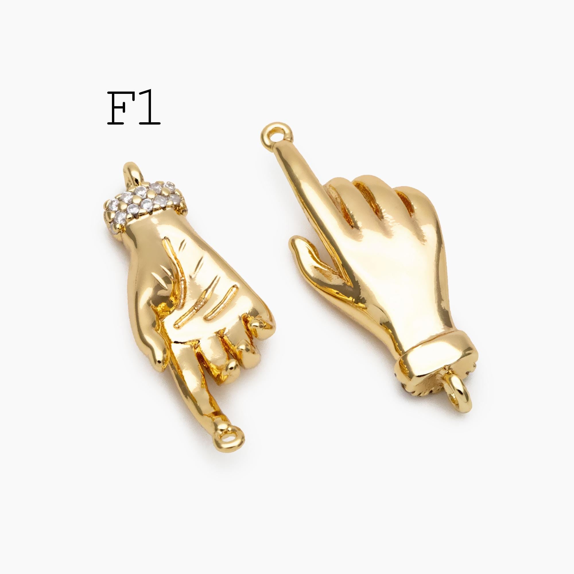 4pcs Gold/ Silver Hand Charms, Gold/ Rhodium plated Brass, DIY Jewelry Making Supplies (GB-4156)