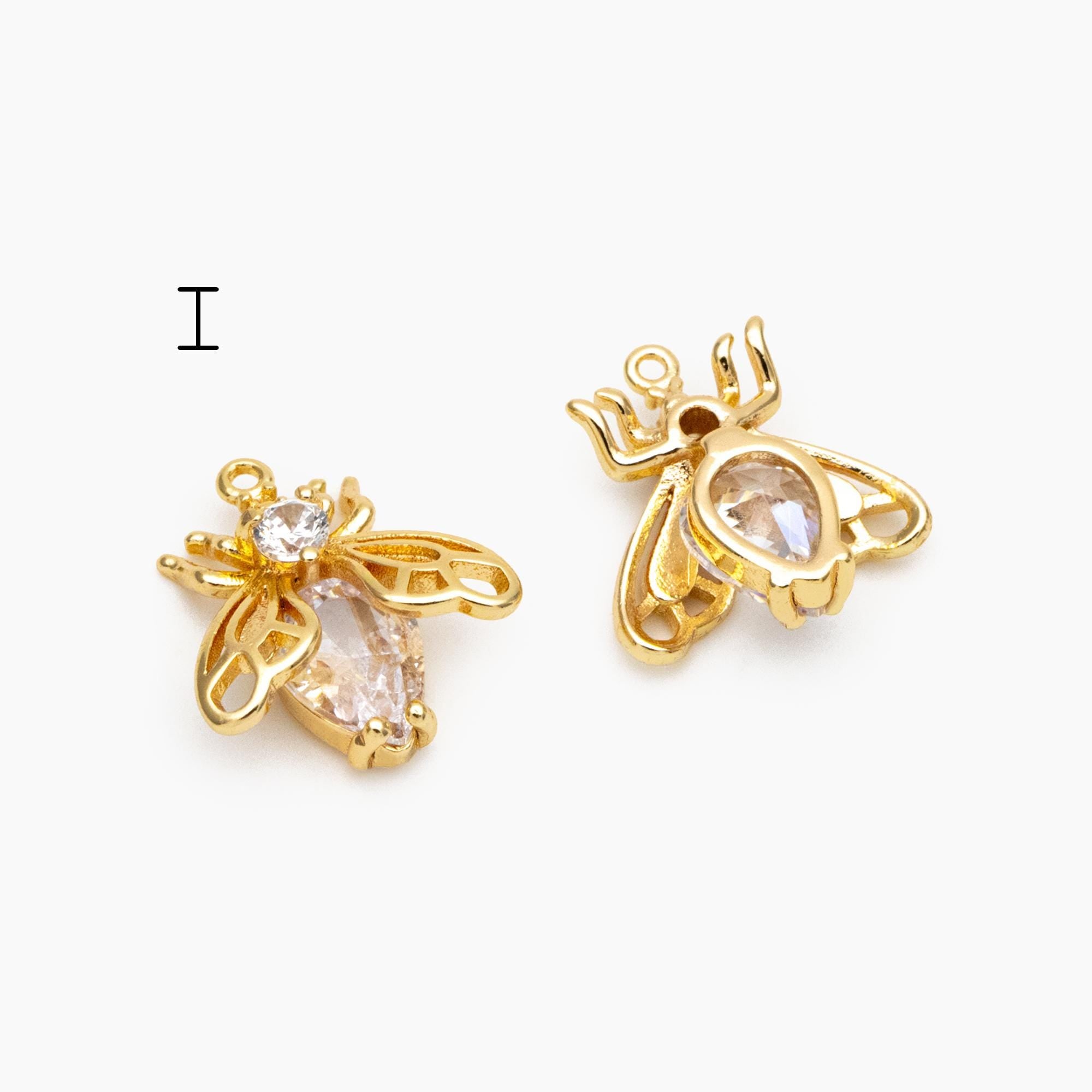 4pcs Delicate Butterfly Charms for Jewelry Making, Gold plated Butterfly Pendants (GB-3561)