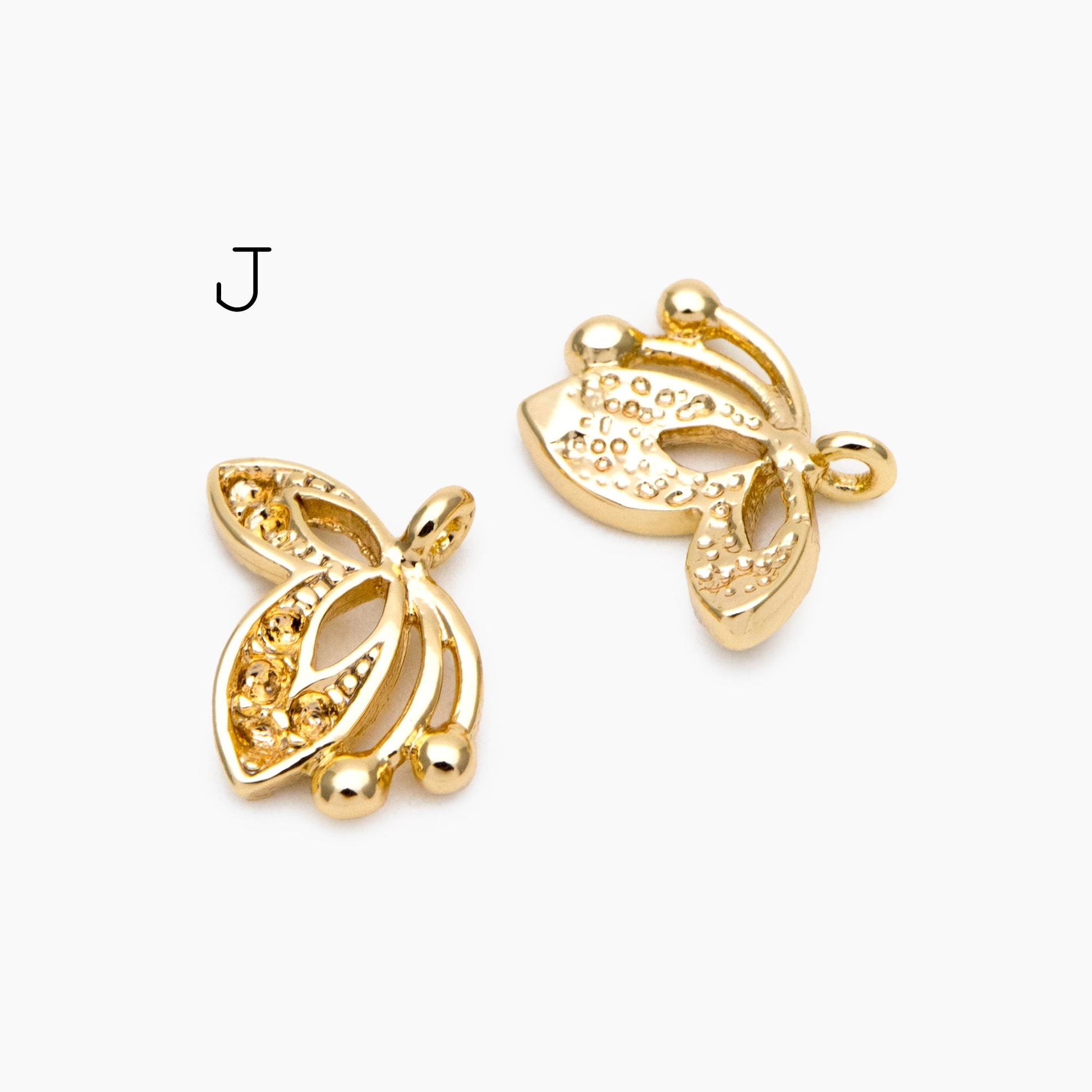 4pcs Delicate Butterfly Charms for Jewelry Making, Gold plated Butterfly Pendants (GB-3561)