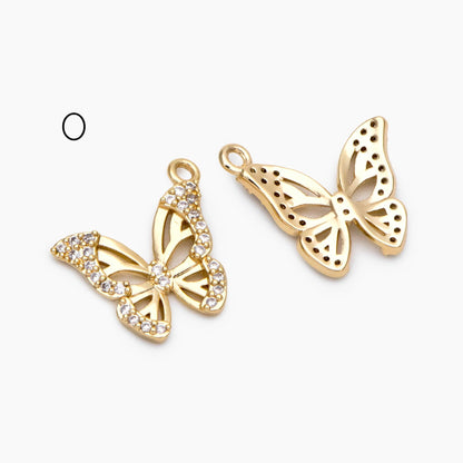 4pcs Delicate Butterfly Charms for Jewelry Making, Gold plated Butterfly Pendants (GB-3561)