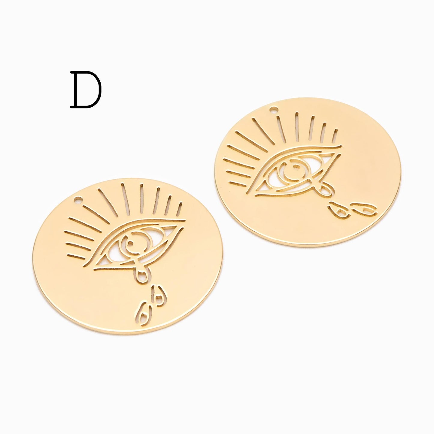 4pcs Gold Evil Eye Charm, 18K Gold plated Brass Eye Pendants (GB-1435)