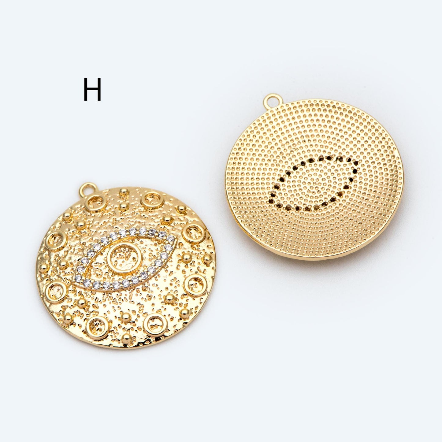 4pcs CZ pave Evil Eye Charms, 18K Gold plated Brass, Greek Eye Pendants for Earring/ Necklace, DIY Handmade Jewelry Component (GB-1527)