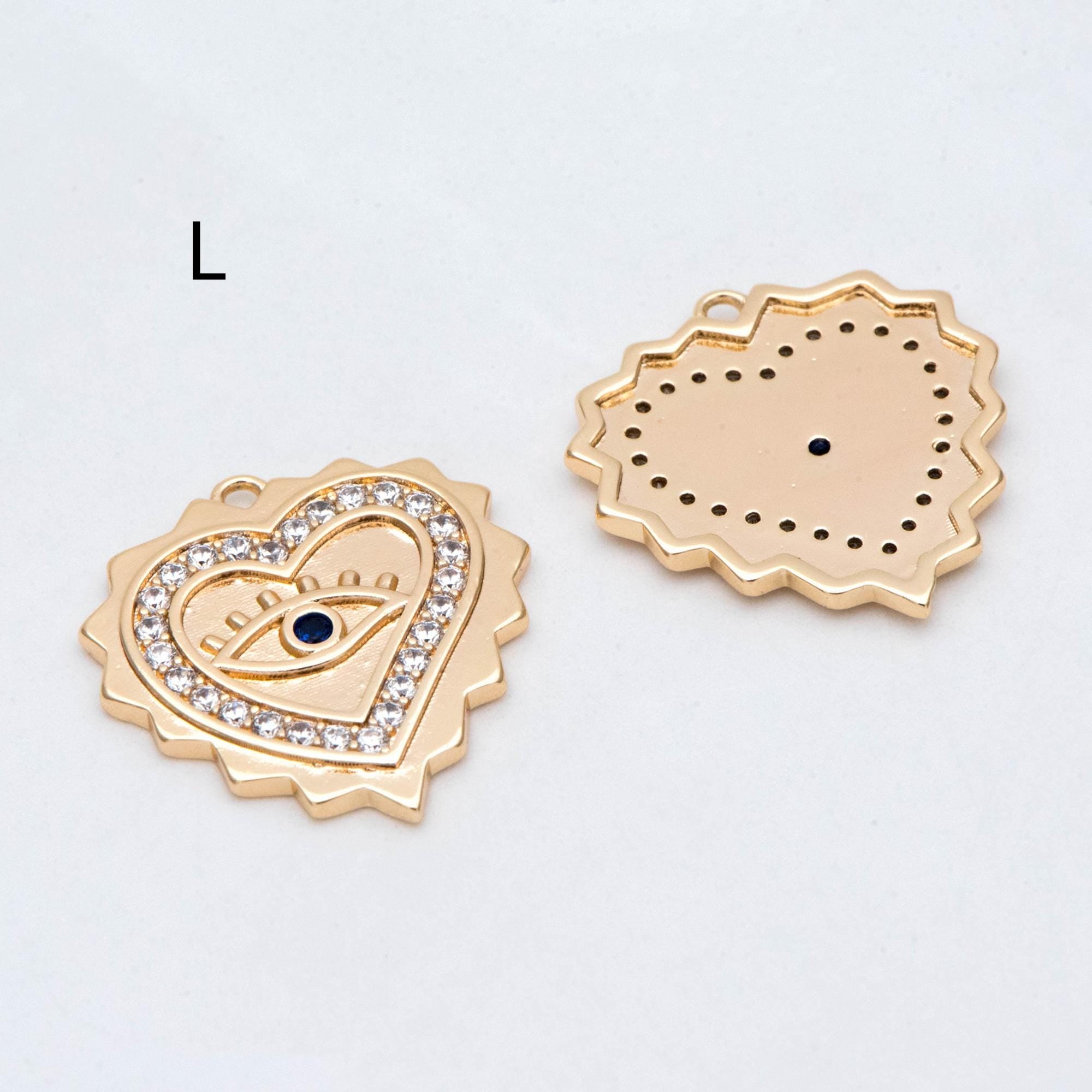 4pcs CZ pave Evil Eye Charms, 18K Gold plated Brass, Greek Eye Pendants for Earring/ Necklace, DIY Handmade Jewelry Component (GB-1527)