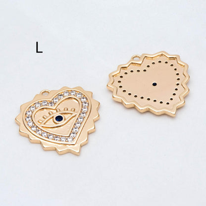 4pcs CZ pave Evil Eye Charms, 18K Gold plated Brass, Greek Eye Pendants for Earring/ Necklace, DIY Handmade Jewelry Component (GB-1527)