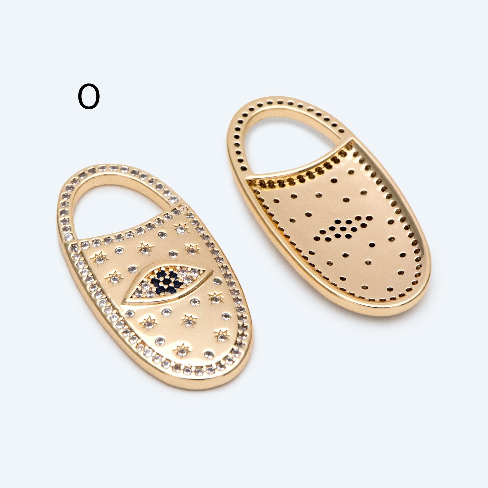 4pcs CZ pave Evil Eye Charms, 18K Gold plated Brass, Greek Eye Pendants for Earring/ Necklace, DIY Handmade Jewelry Component (GB-1527)