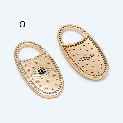 4pcs CZ pave Evil Eye Charms, 18K Gold plated Brass, Greek Eye Pendants for Earring/ Necklace, DIY Handmade Jewelry Component (GB-1527)