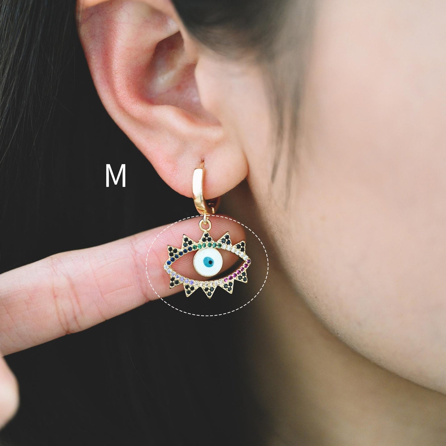 4pcs CZ pave Evil Eye Charms, 18K Gold plated Brass, Greek Eye Pendants for Earring/ Necklace, DIY Handmade Jewelry Component (GB-1527)