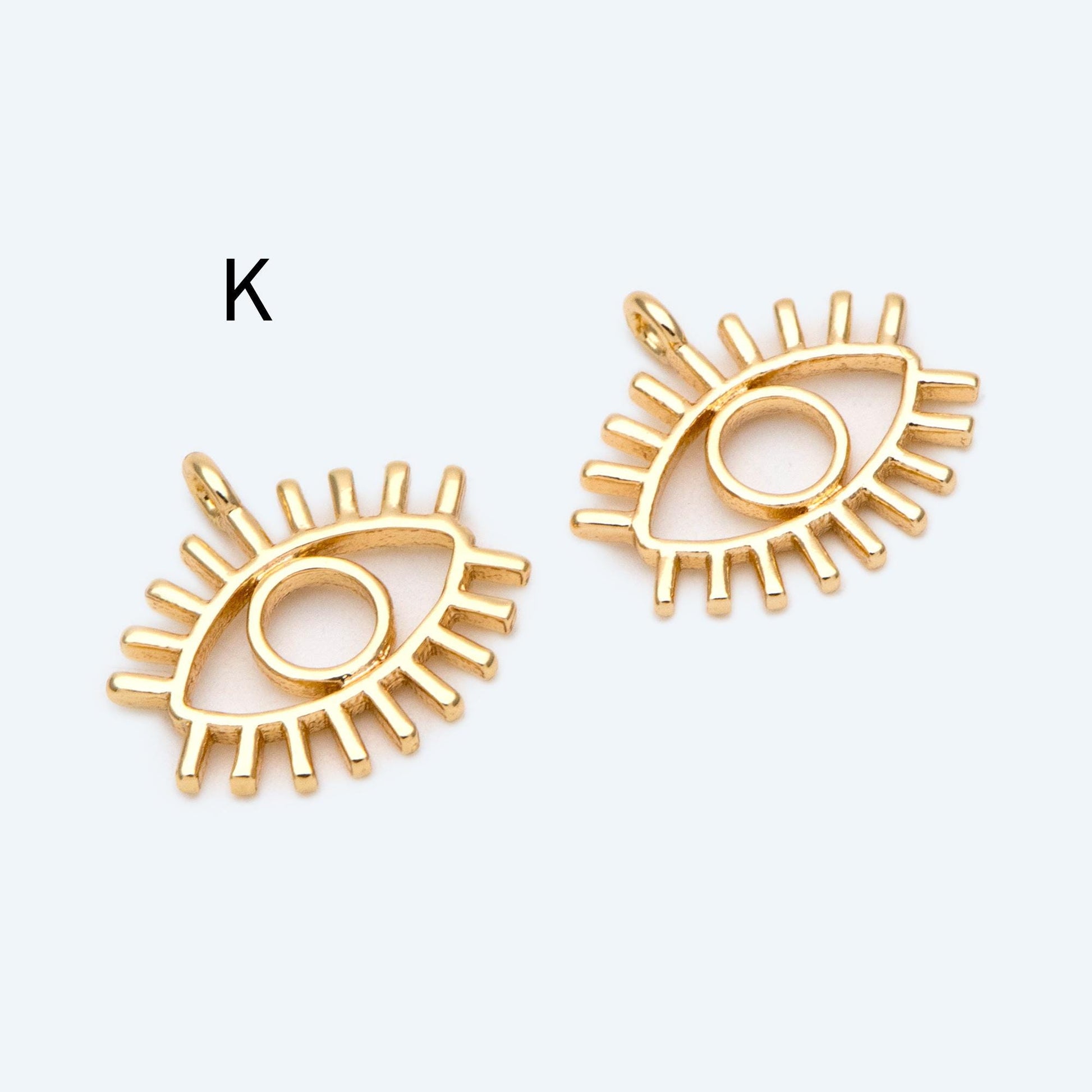 4pcs Gold plated Evil Eye Charms, CZ Pave Eye Pendants, 18K Gold plated Brass, Mystic Eye Jewelry Findings Supplies (GB-1819)