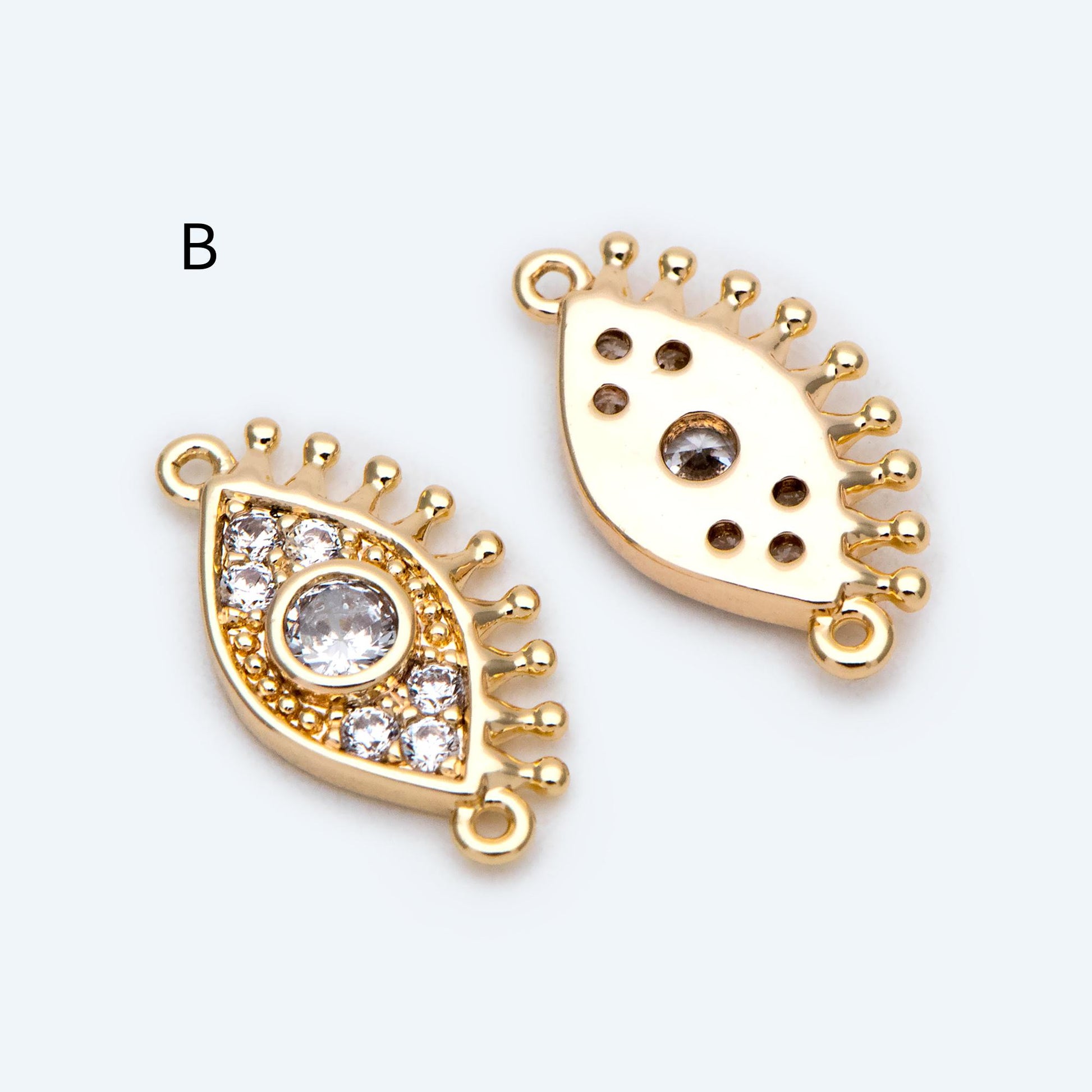 10pcs Gold Evil Eye Connectors, Evil Eye Pendant, Evil Eye Charms, Earring Finding (GB-1999)