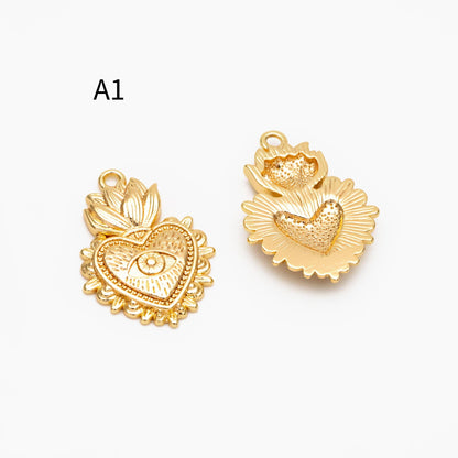 4pcs Gold/ Silver Tone Evil Eye Charms, 18K Gold/ Rhodium plated Brass, Dainty Earring Charms (GB-4085)