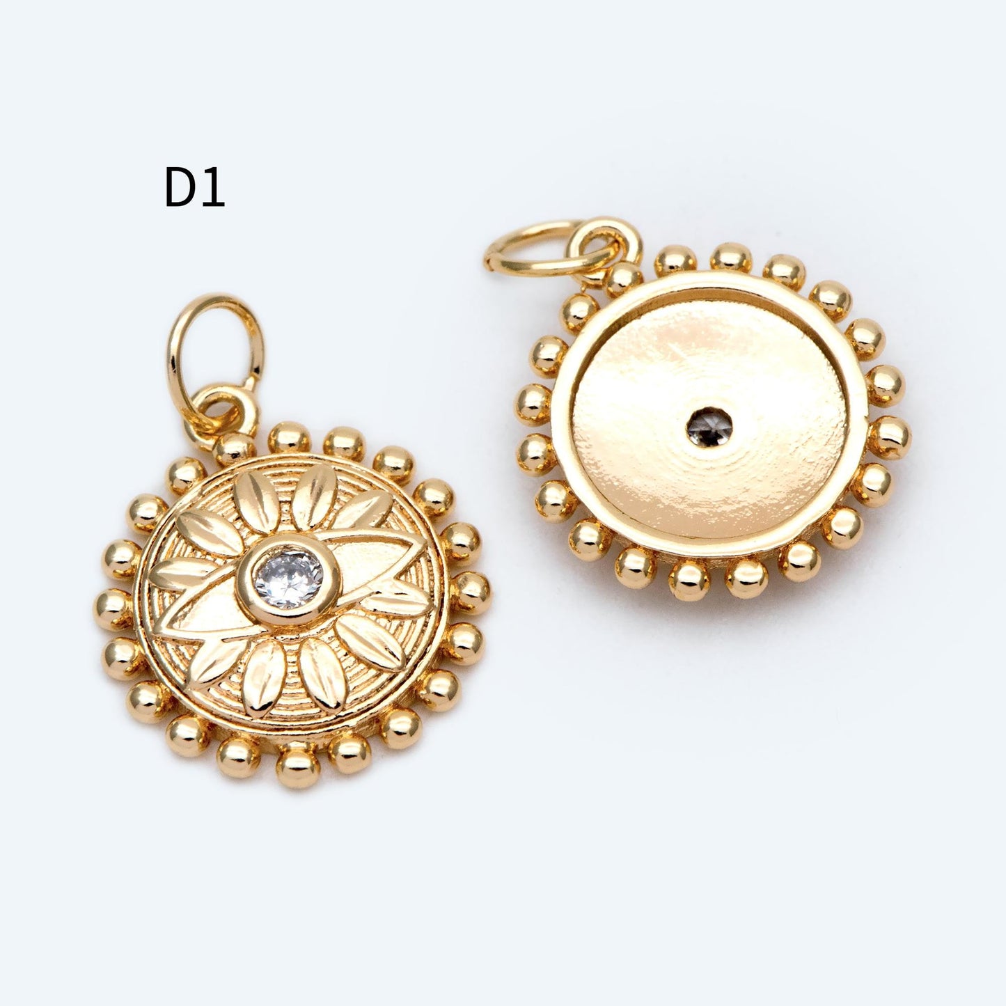 4pcs Gold/ Silver Tone Evil Eye Charms, 18K Gold/ Rhodium plated Brass, Dainty Earring Charms (GB-4085)