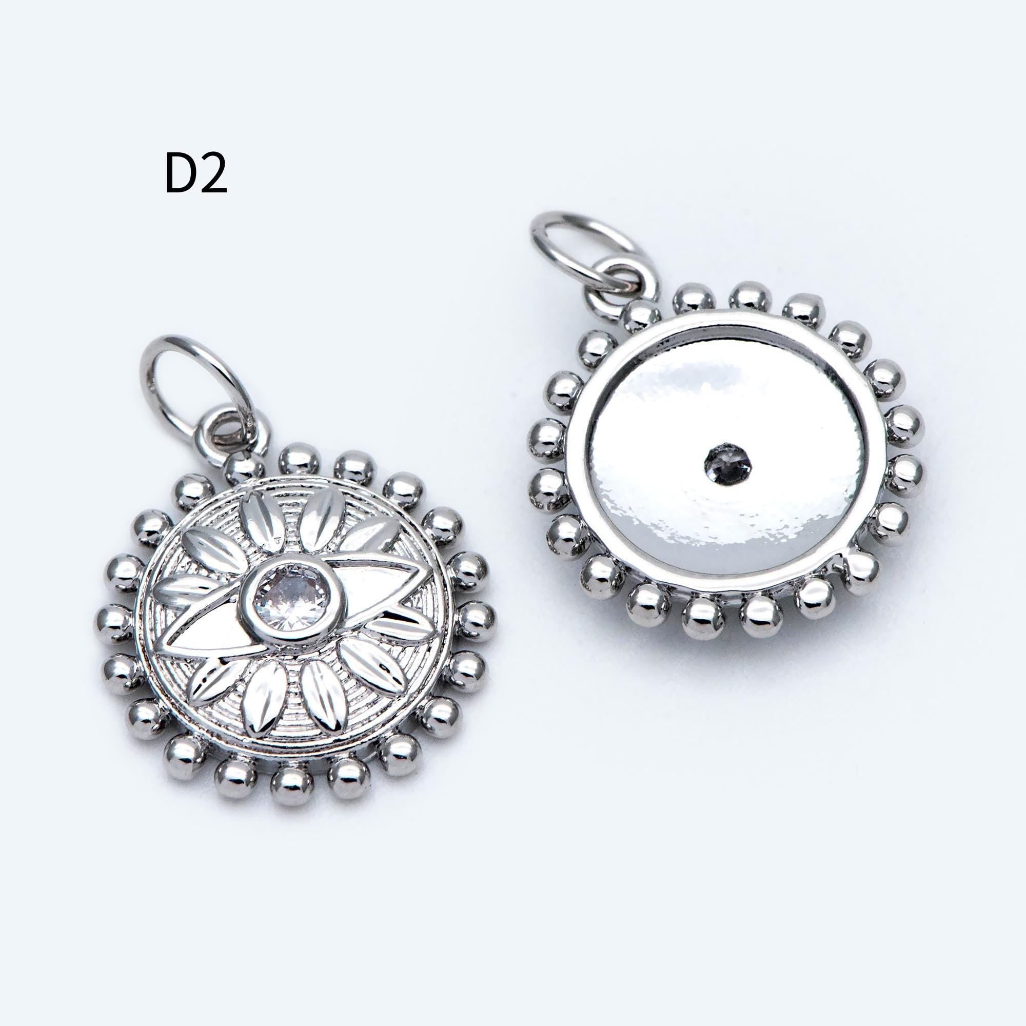 4pcs Gold/ Silver Tone Evil Eye Charms, 18K Gold/ Rhodium plated Brass, Dainty Earring Charms (GB-4085)