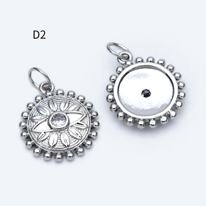4pcs Gold/ Silver Tone Evil Eye Charms, 18K Gold/ Rhodium plated Brass, Dainty Earring Charms (GB-4085)