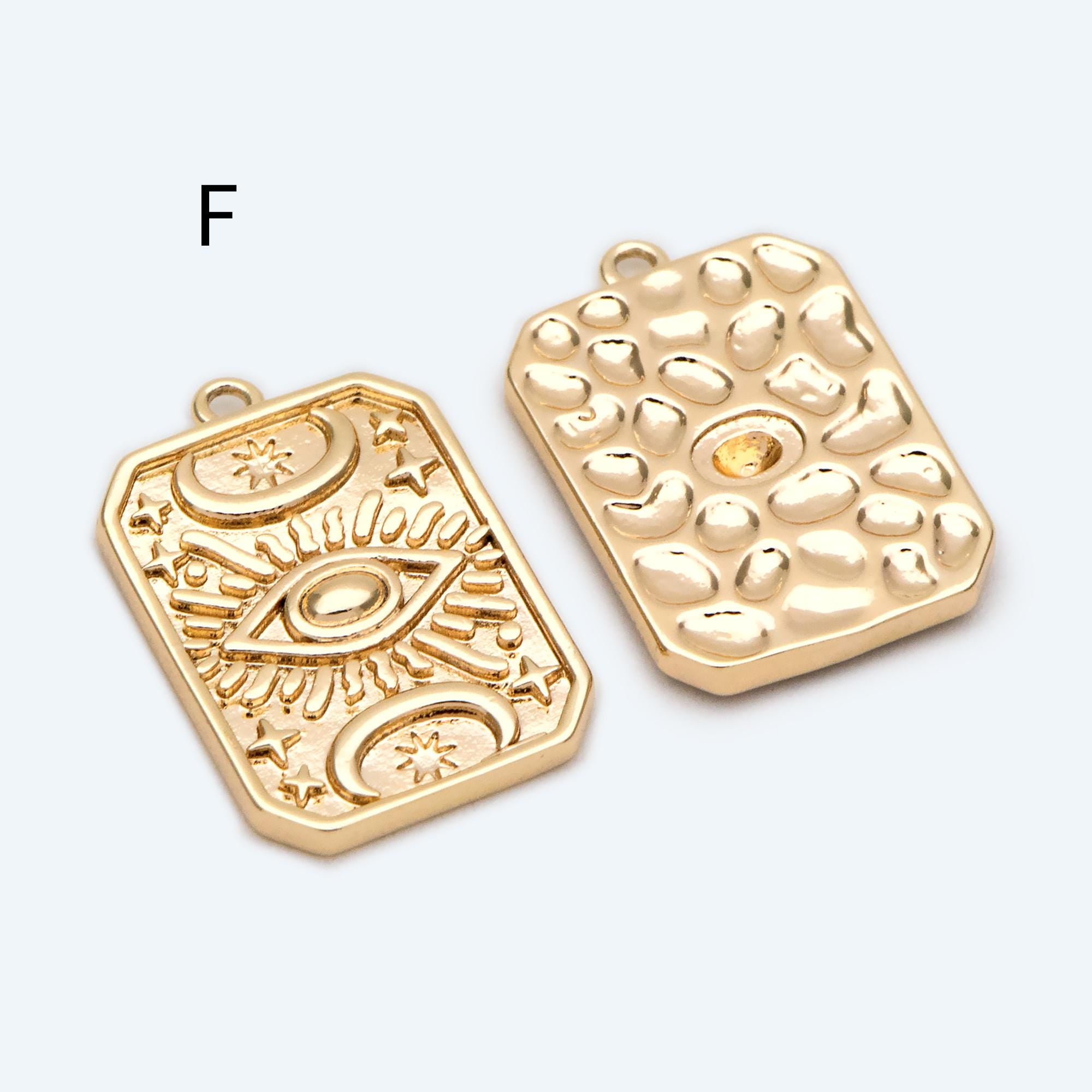 4pcs Gold/ Silver Tone Evil Eye Charms, 18K Gold/ Rhodium plated Brass, Dainty Earring Charms (GB-4085)