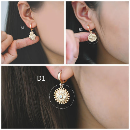 4pcs Gold/ Silver Tone Evil Eye Charms, 18K Gold/ Rhodium plated Brass, Dainty Earring Charms (GB-4085)